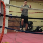 Boxing training in a ring
